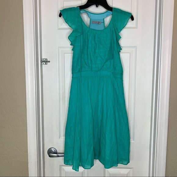 Marc New York Aqua Ruffle Dress Size 2 - Picture 1 of 9